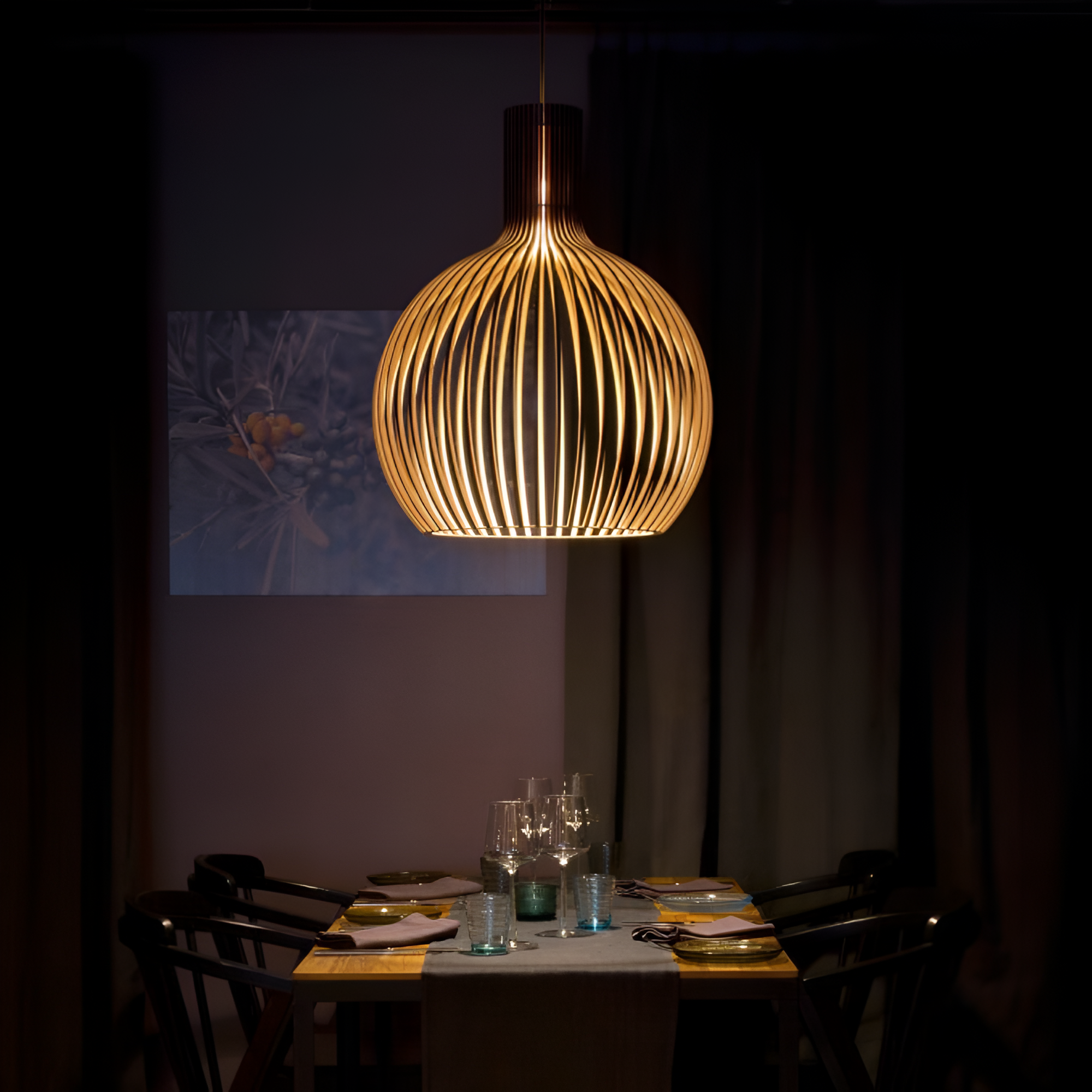 Scandinavische Houten Hanglamp In Vintage Design