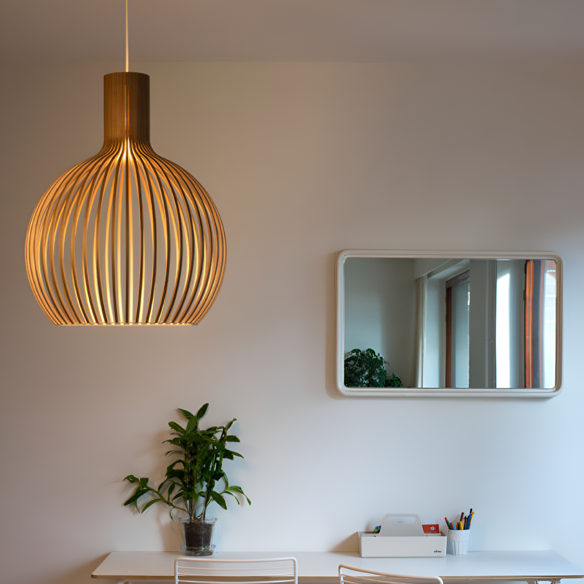Scandinavische Houten Hanglamp In Vintage Design