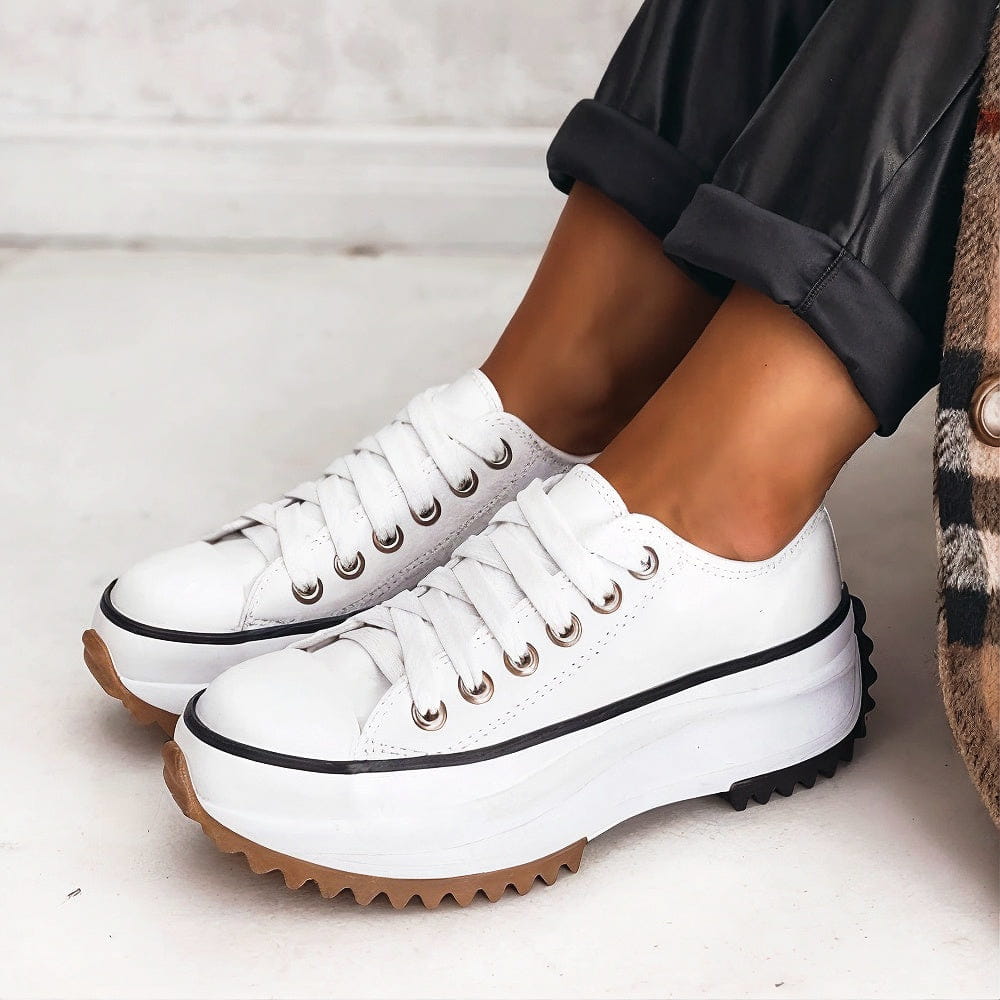 Dames Platform Sneakers Met Dikke Zool En Vetersluiting