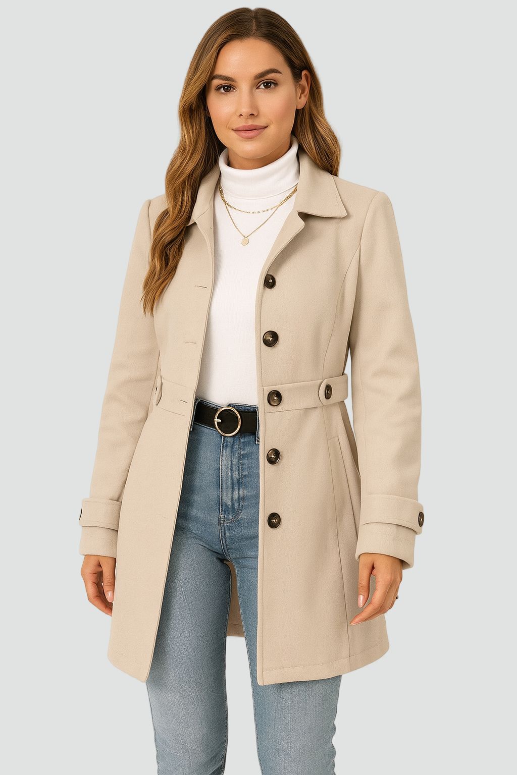 Dames Trench Coat Met Verstelbare Ceintuur Voor Lenten