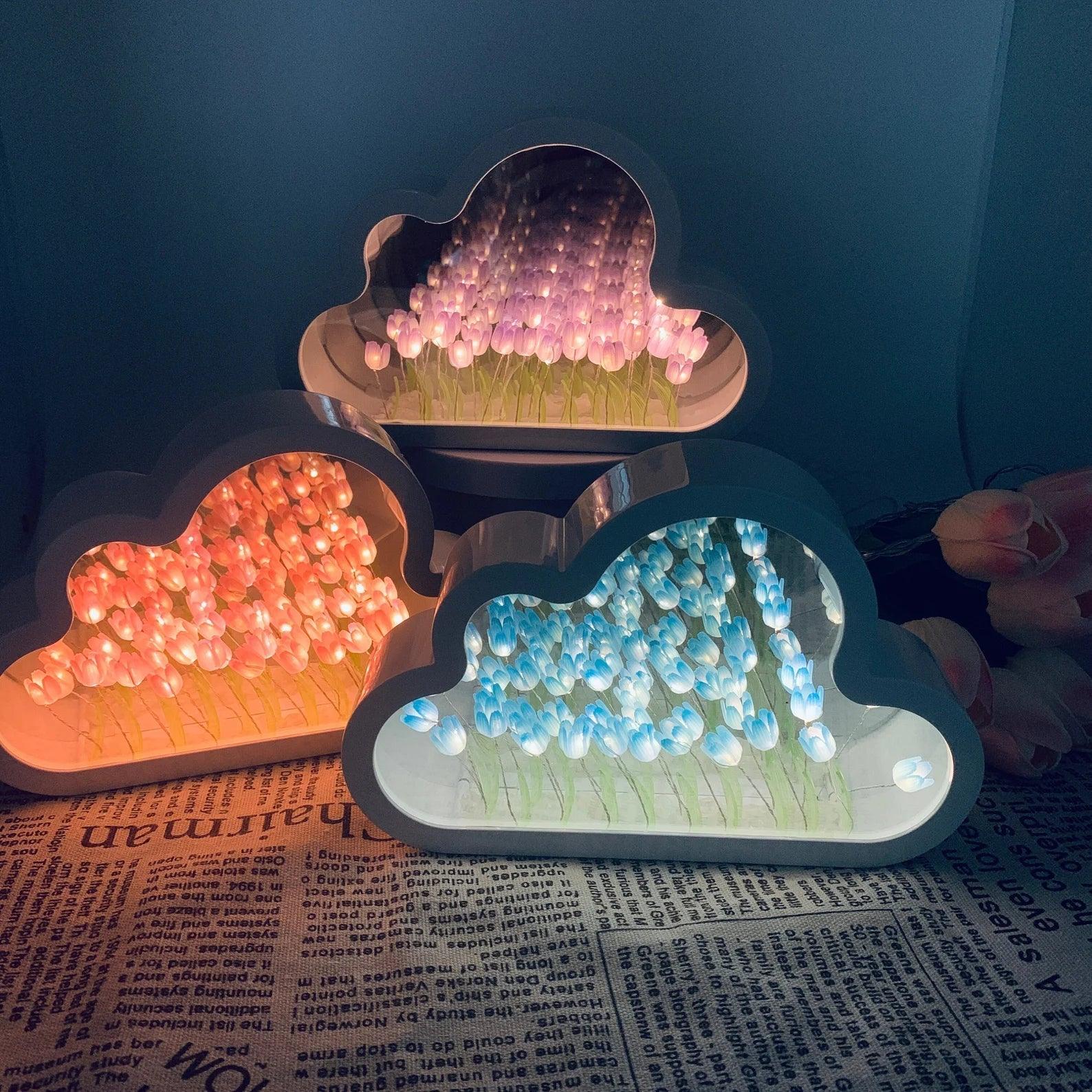 LED Nachtlamp Wolk met Tulpen Sfeerlamp voor Slaapkamer