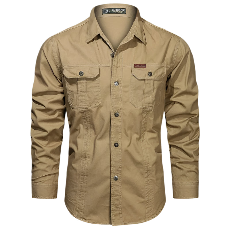 Heren Cargo Overshirt Tactisch Outdoor Overhemd Lange Mouw