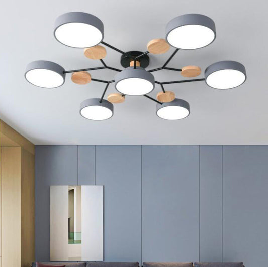 Scandinavische Plafondlamp Met Houten Accenten