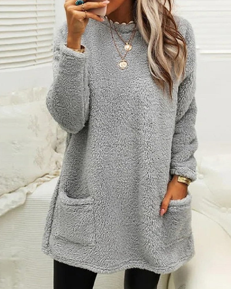 Winterse Fleece Sweaterjurk Dames Warm