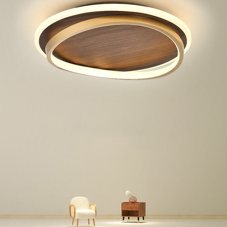 Ronde houten LED plafondlamp in modern Scandinavisch design