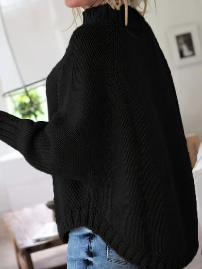 Warme Oversized Kabeltrui Voor Dames Met Col