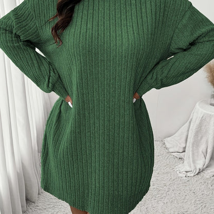 Chique Geribde Mini Sweaterjurk Met Col Voor Vrouwen