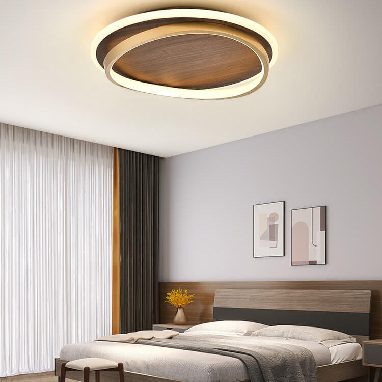 Ronde houten LED plafondlamp in modern Scandinavisch design