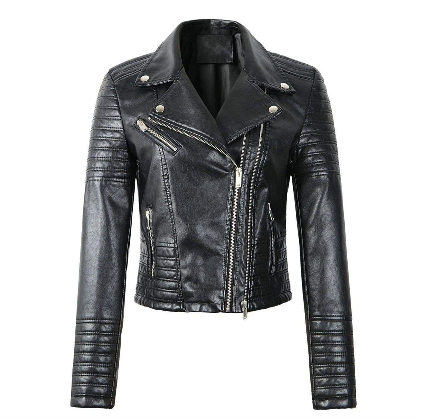 Zwart Leren Dames Jack Met Asymmetrische Rits