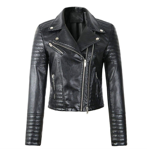 Zwart Leren Dames Jack Met Asymmetrische Rits