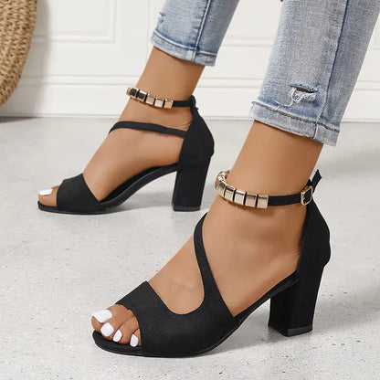 Dasa - Sandalen met blokhak en gouden accent