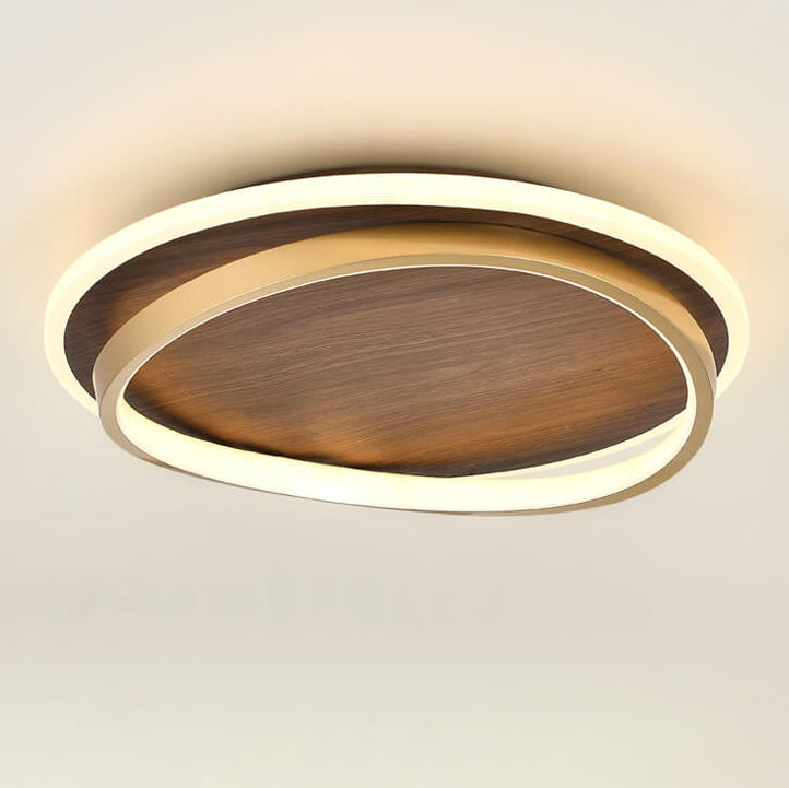 Ronde houten LED plafondlamp in modern Scandinavisch design