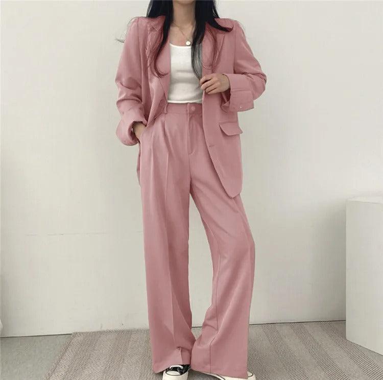 Athena - Minimalistische Blazerset met Bijpassende Broek voor Dames