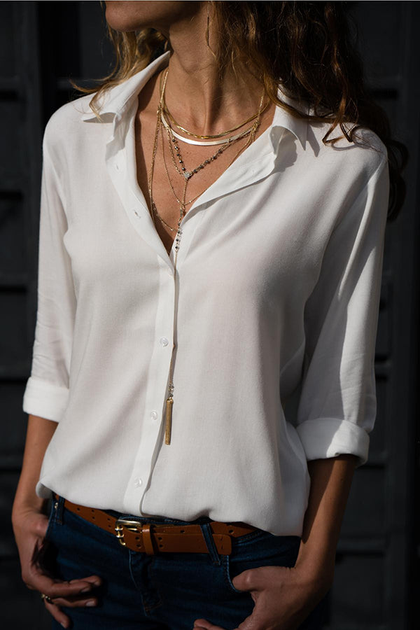 Elvea - Chic Knoop Blouse met Opgerolde Mouwen voor Vrouwen