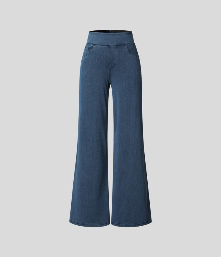 Norella - Wijde broek met high waist en elastische taille voor dames