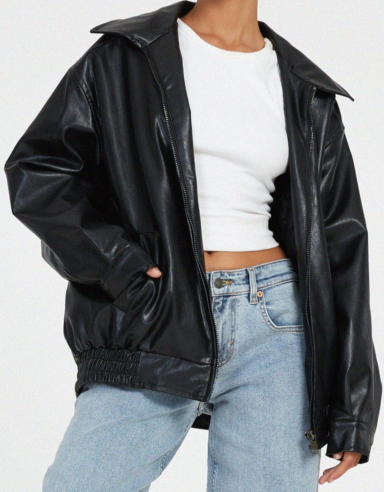 Tara - Oversized Imitatie Leren Jack voor Dames