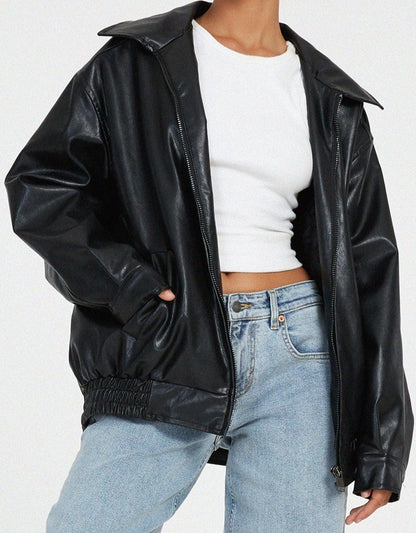 Tara - Oversized Imitatie Leren Jack voor Dames