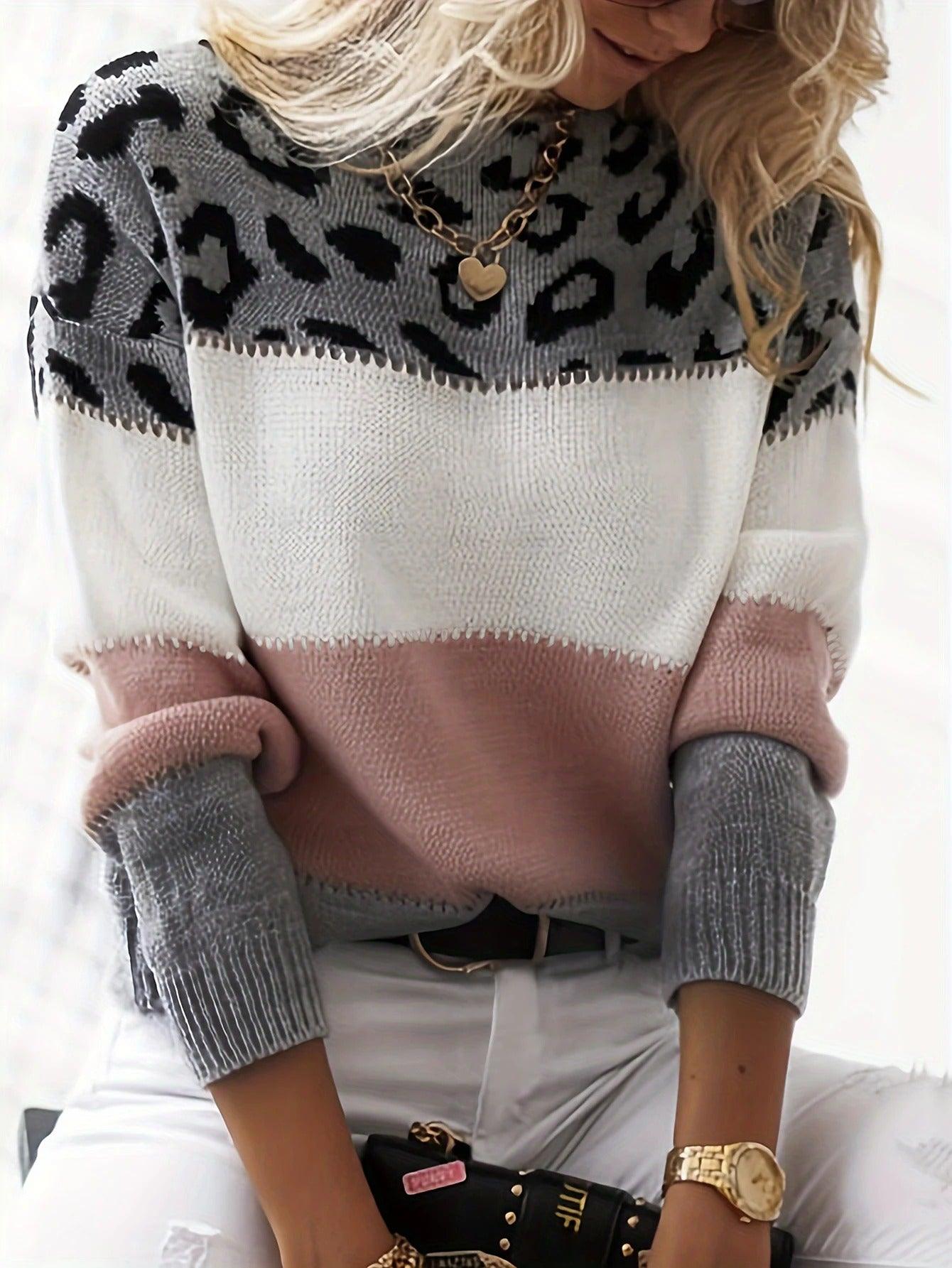 Warme Dames Oversized Panterprint Wintertrui