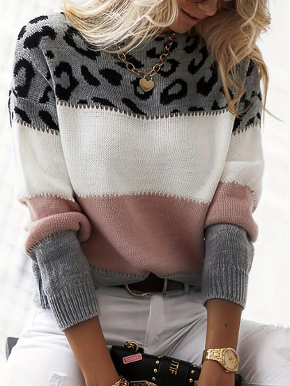 Warme Dames Oversized Panterprint Wintertrui