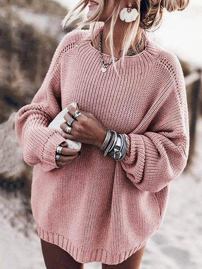 Casual Oversized Gebreide Dames Set met Mini Rok en Sweater