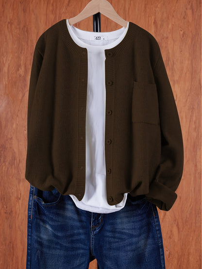 Trendy Zacht Gebreid Dames Vest Met Knopen En Borstzak
