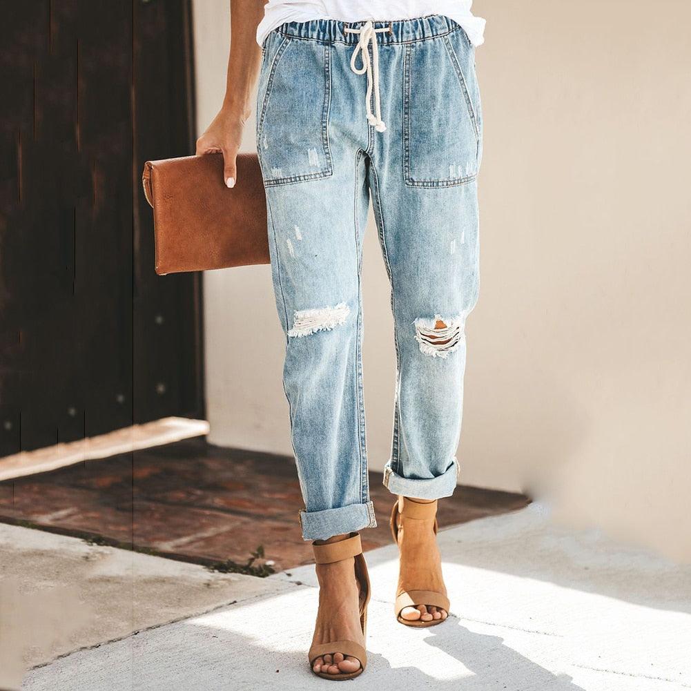 Zoë – Relaxed Fit Jeans met Elastische Taille voor Dames