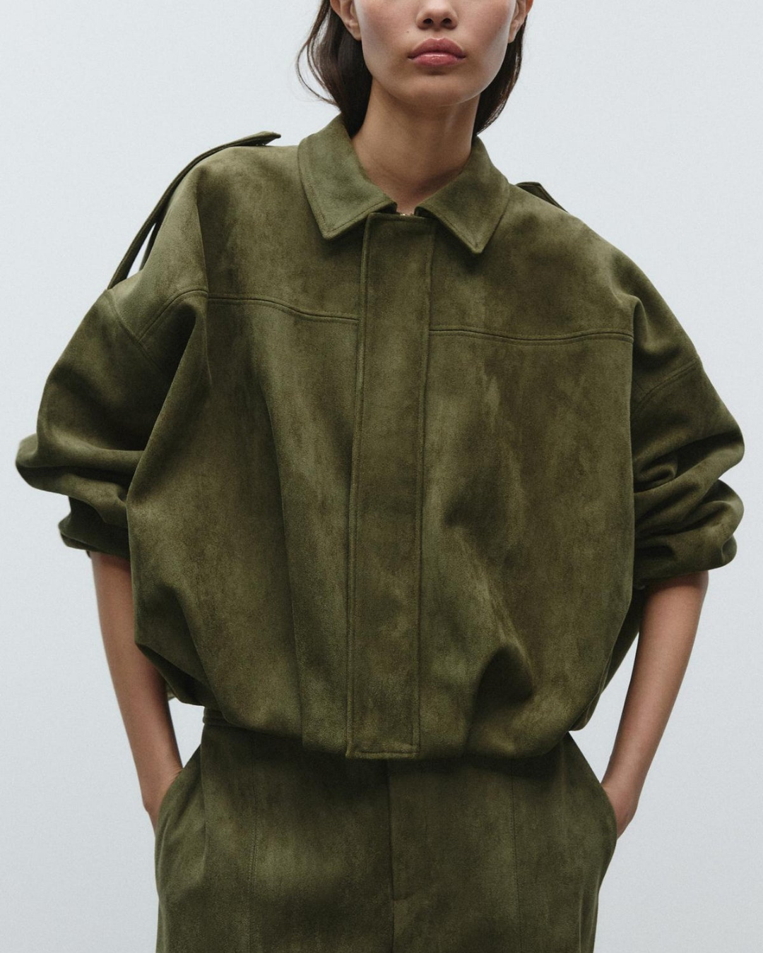 Oversized Suède Leren Jas Voor Vrouwen Stijlvol
