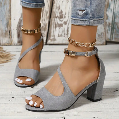 Dasa - Sandalen met blokhak en gouden accent