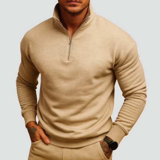 Klassieke Halfzip Sweater Met Opstaande Kraag voor Heren
