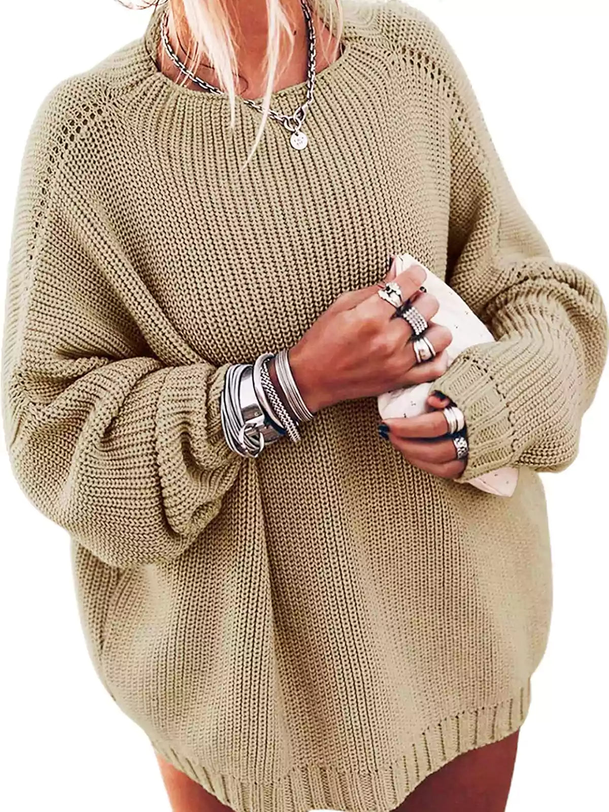 Casual Oversized Gebreide Dames Set met Mini Rok en Sweater