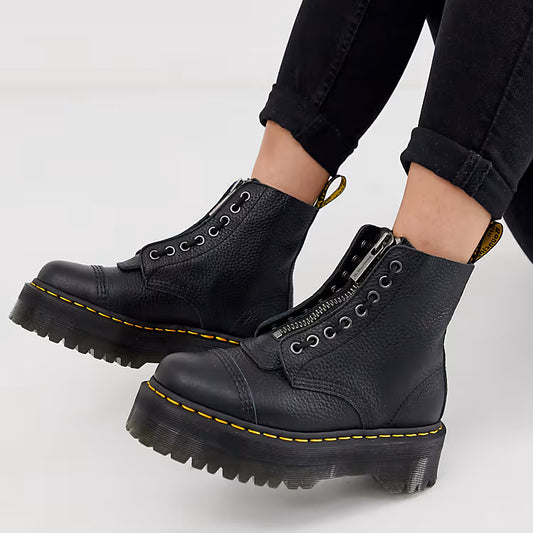 Zwarte Dames Combat Boots Met Chunky Zool en Ritssluiting