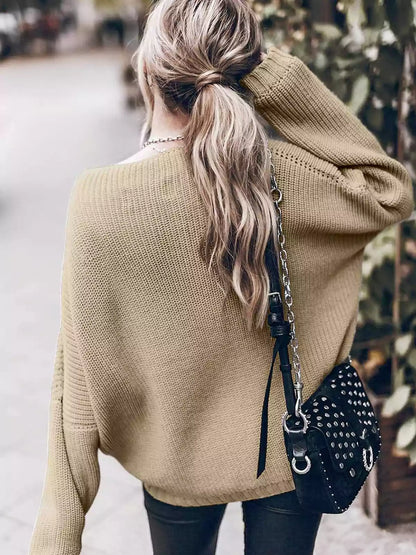 Casual Oversized Gebreide Dames Set met Mini Rok en Sweater