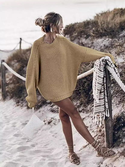 Casual Oversized Gebreide Dames Set met Mini Rok en Sweater