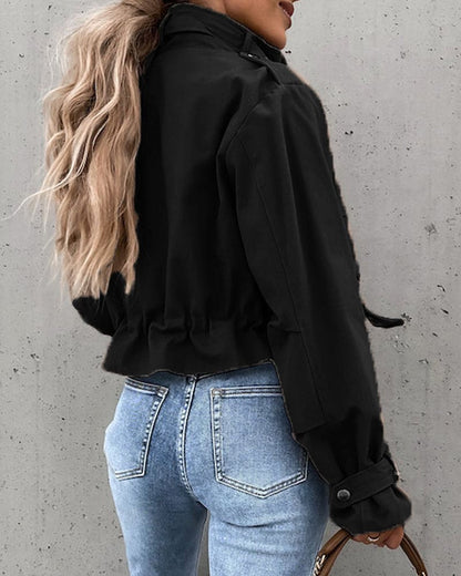 Cropped Bomberjack met Klepzakken en Trekkoordzoom voor Dames