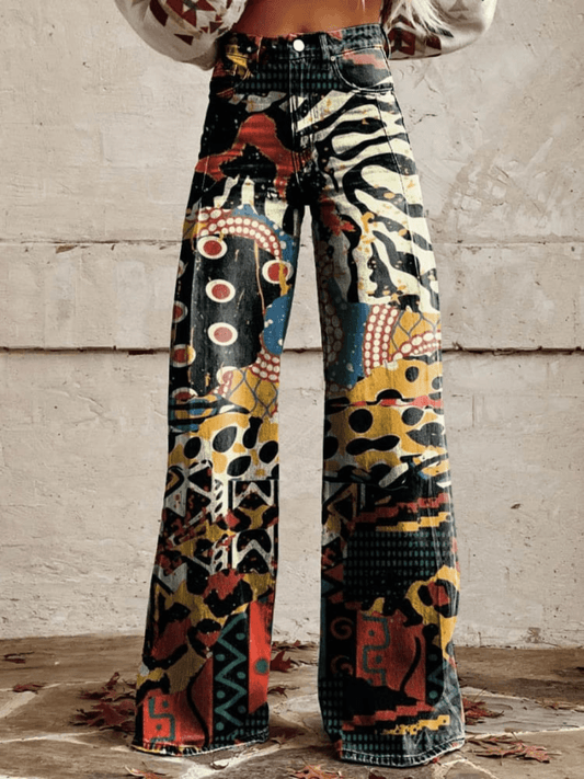 Lana – High Waist Broek met Print en Wijde Pijpen voor Dames