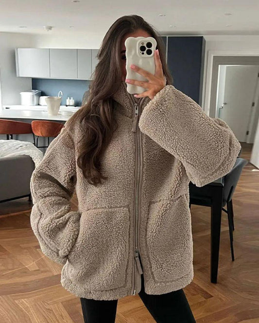 Warme Dames TEddy Fleece Jas