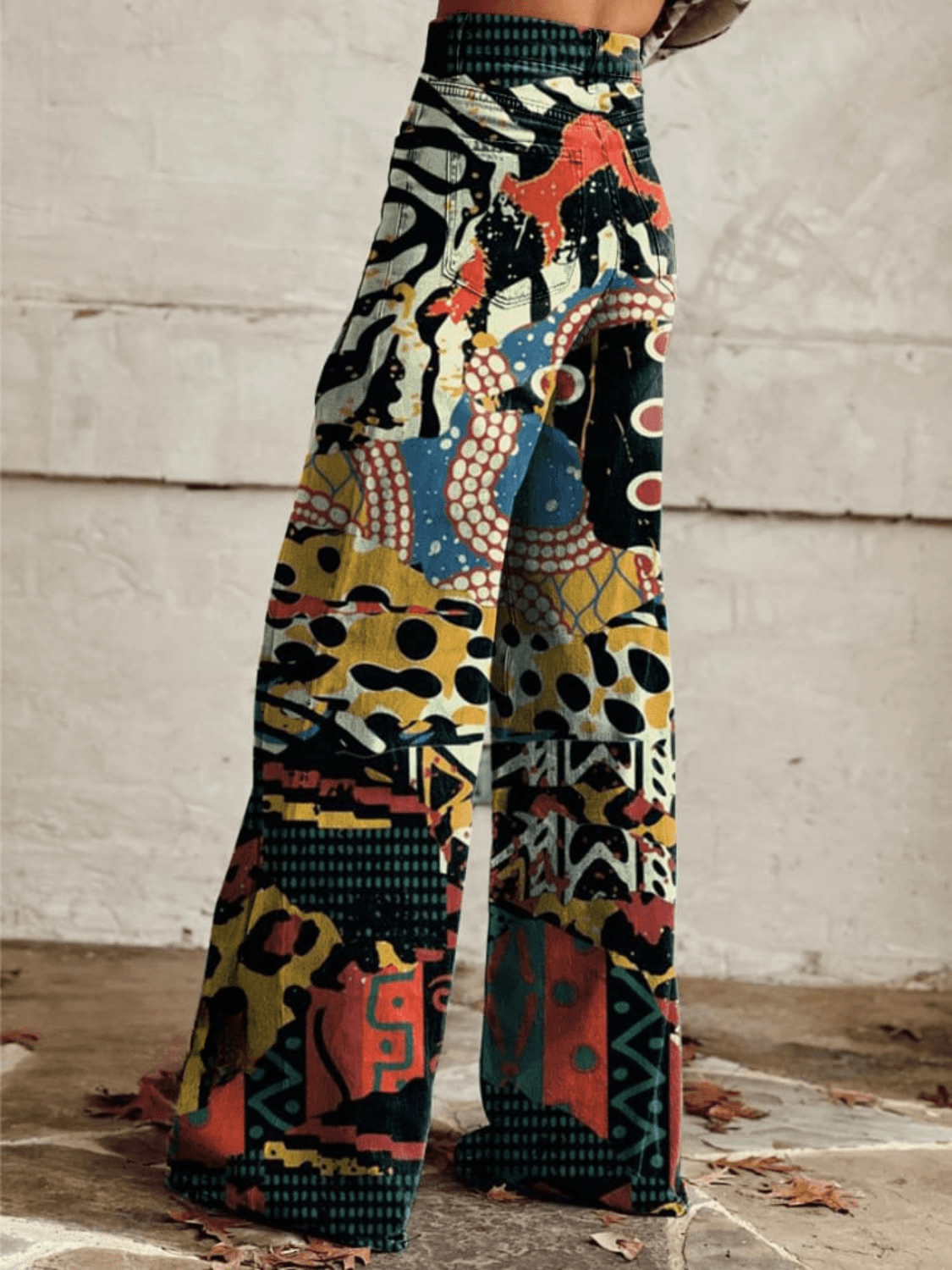 Lana – High Waist Broek met Print en Wijde Pijpen voor Dames