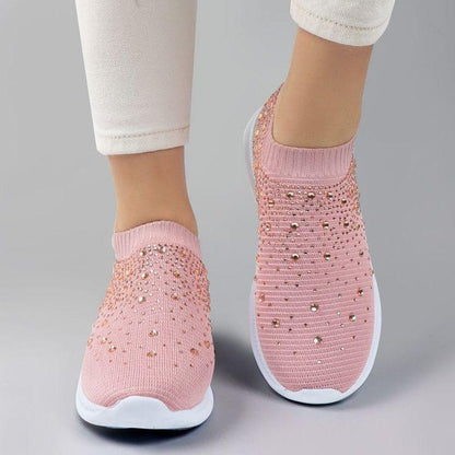 Vrouwen Instap Sneakers Met Strassdetails En Comfortzool