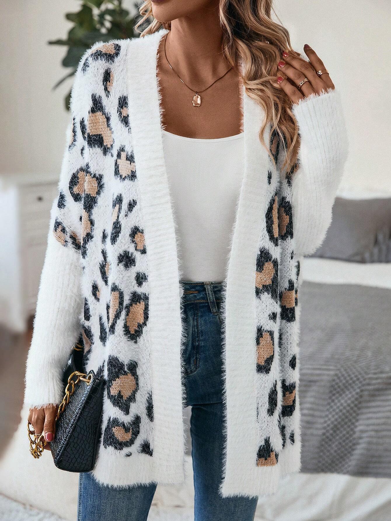 Luipaard Print Fluffy Winter Dames Vest