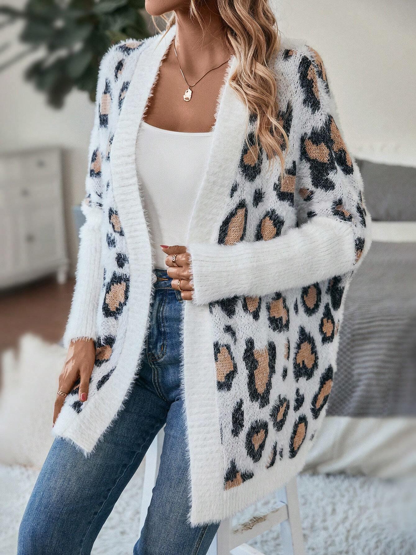 Luipaard Print Fluffy Winter Dames Vest