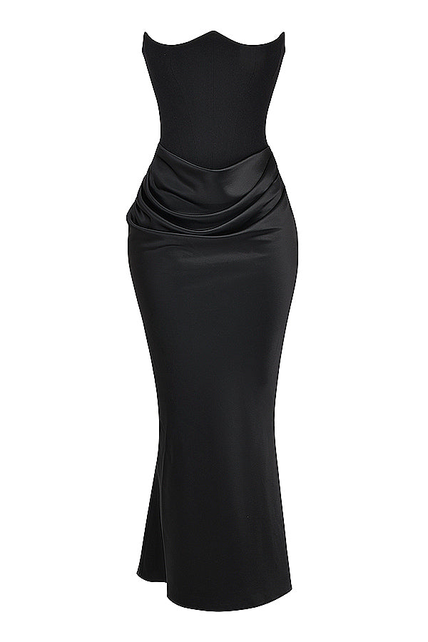 Kordula - Strapless Satijnen Korset Maxi Jurk Voor Vrouwen