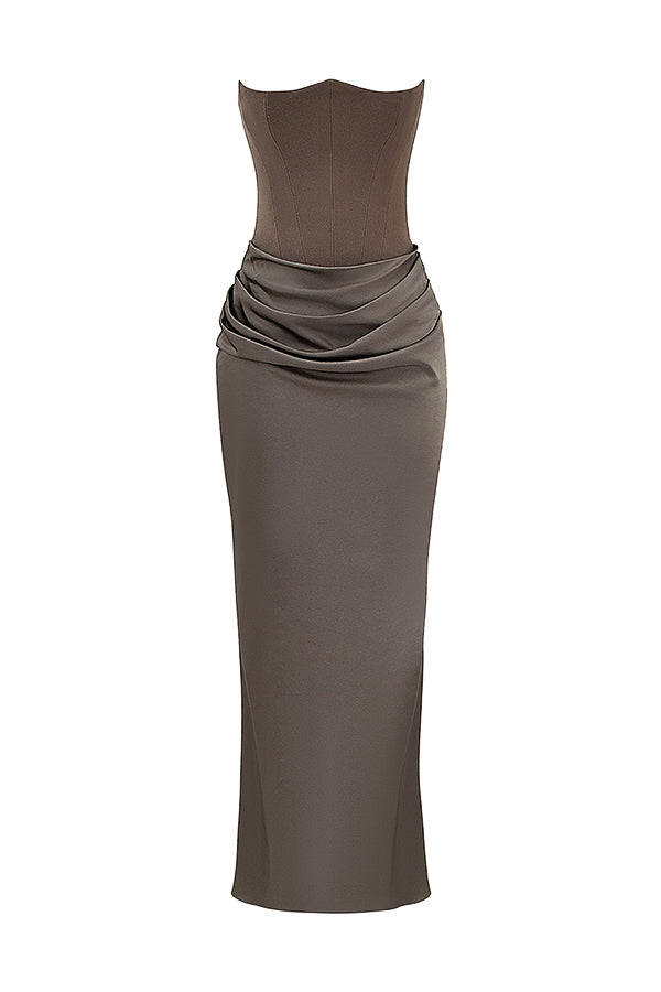 Kordula - Strapless Satijnen Korset Maxi Jurk Voor Vrouwen