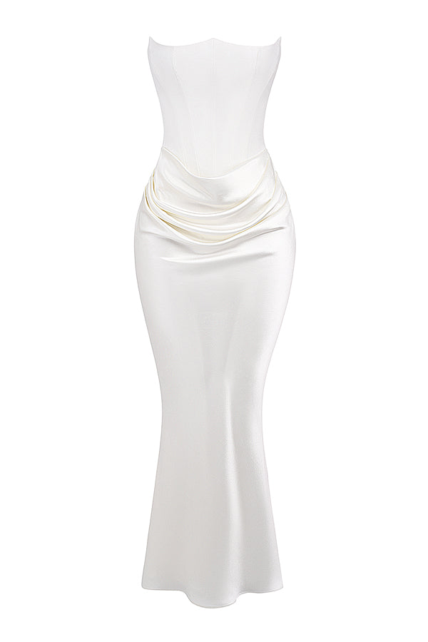 Kordula - Strapless Satijnen Korset Maxi Jurk Voor Vrouwen