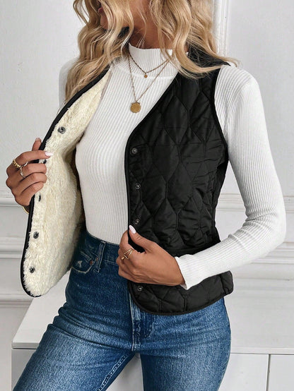 Hilda - Gewatteerd gevoerd vest met omgekeerd lam voor dames