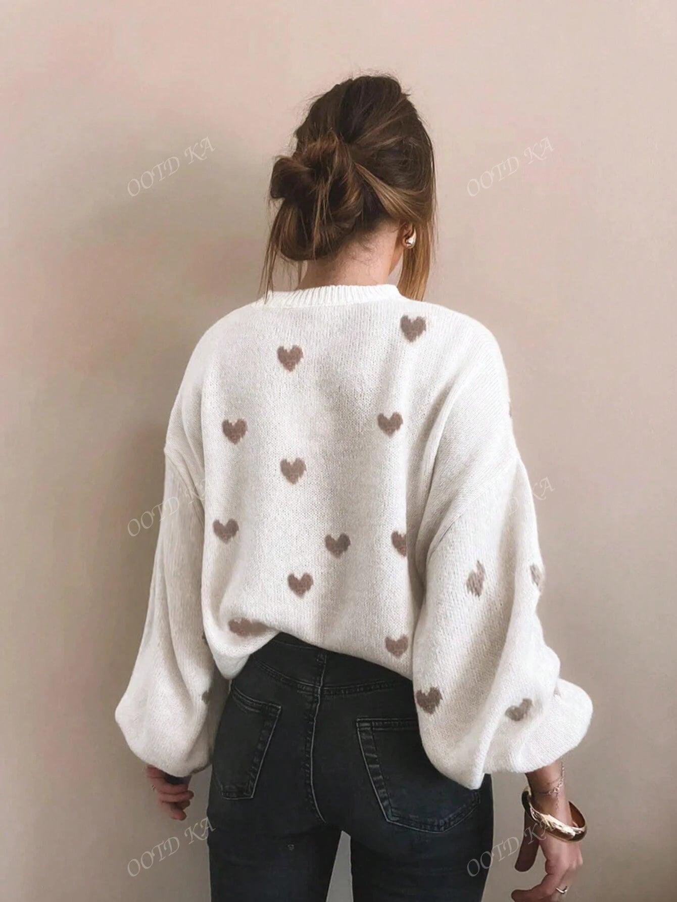Noelia - Casual Trui met Hartjesprint voor Vrouwen