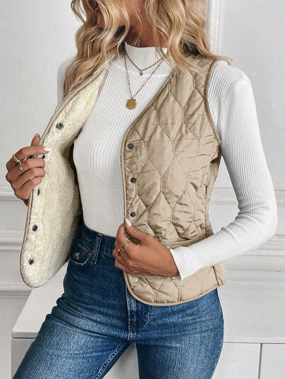 Hilda - Gewatteerd gevoerd vest met omgekeerd lam voor dames
