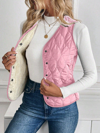 Hilda - Gewatteerd gevoerd vest met omgekeerd lam voor dames