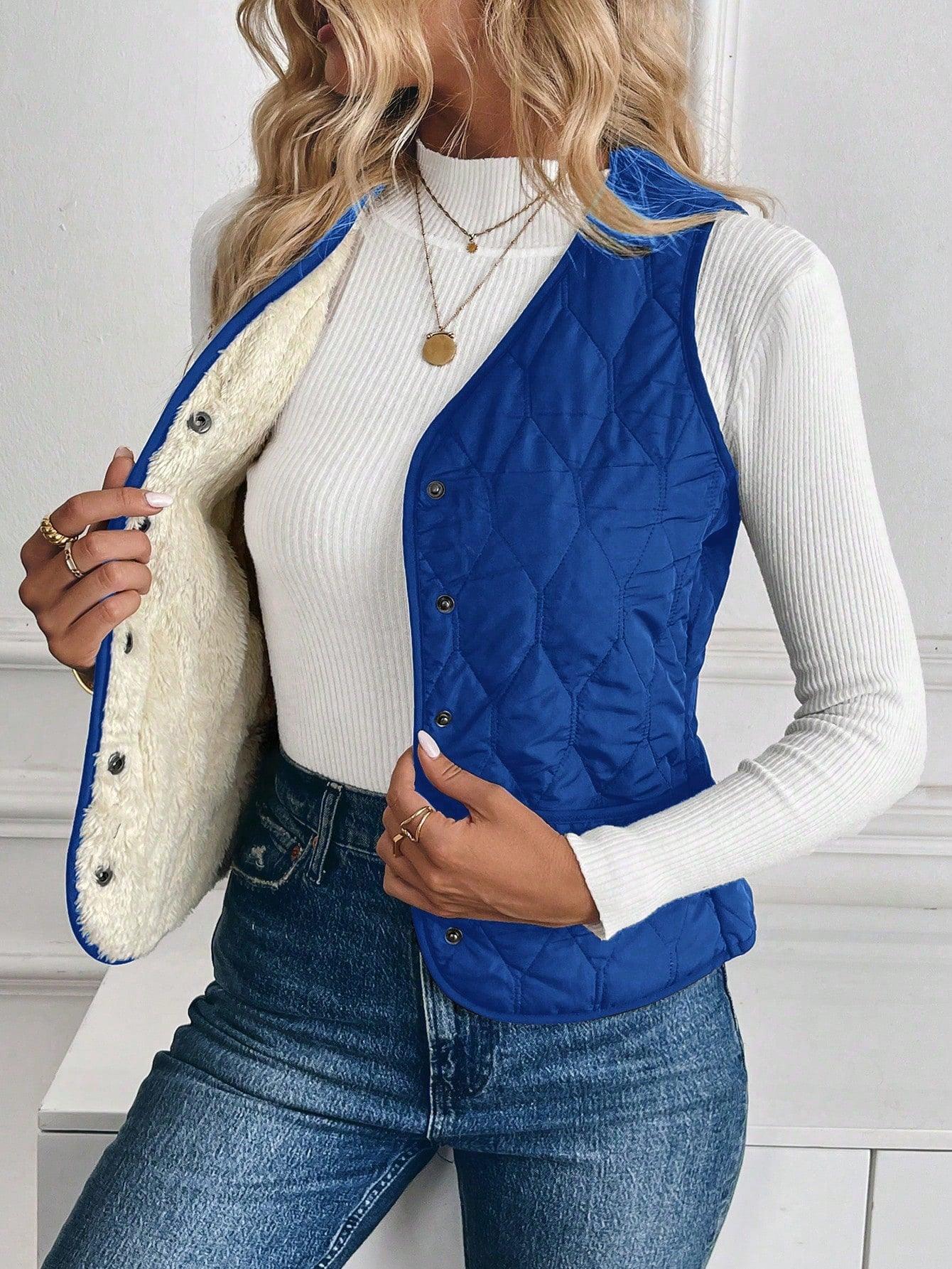 Hilda - Gewatteerd gevoerd vest met omgekeerd lam voor dames