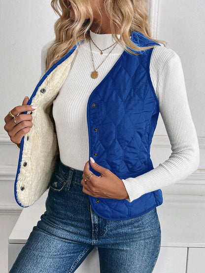 Hilda - Gewatteerd gevoerd vest met omgekeerd lam voor dames