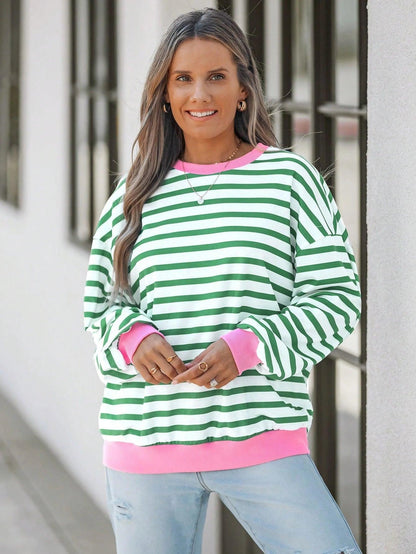 Susanne - Gestreept sweatshirt met roze details voor dames